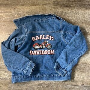 Vintage Kids Unisex Harley Davidson Jean Jacket Size 12/14